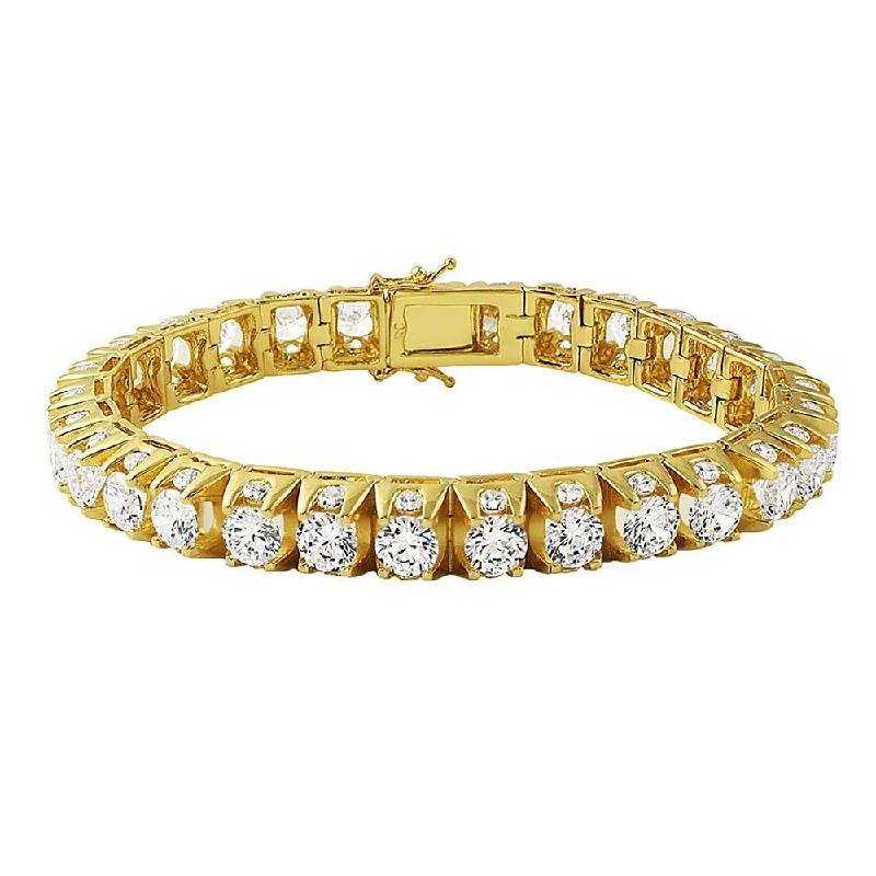 women’s hammered bangles-3D Thick Tennis Bracelet in Gold