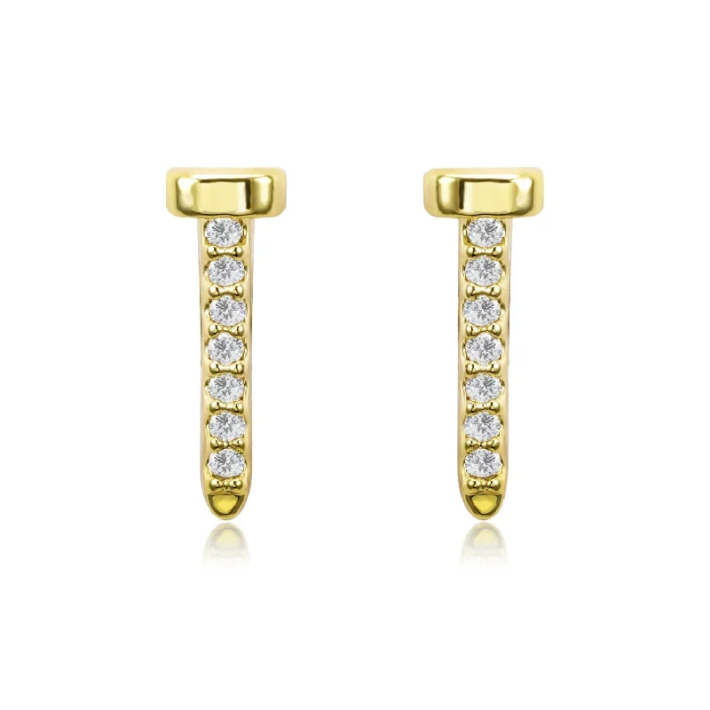 women’s gold drop earrings-Jenny Danity CZ Gold Nail Stud Earrings