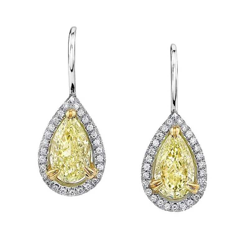 women’s diamond stud earrings-Fancy Yellow Diamond Drop Earrings