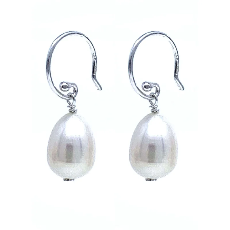 women’s chunky earrings-Cultured Freshwater Pearl Drop Earrings Sterling Silver