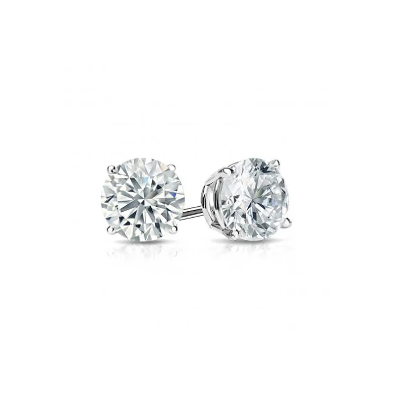 women’s high-quality earrings-Four-Prong Diamond Stud Earrings