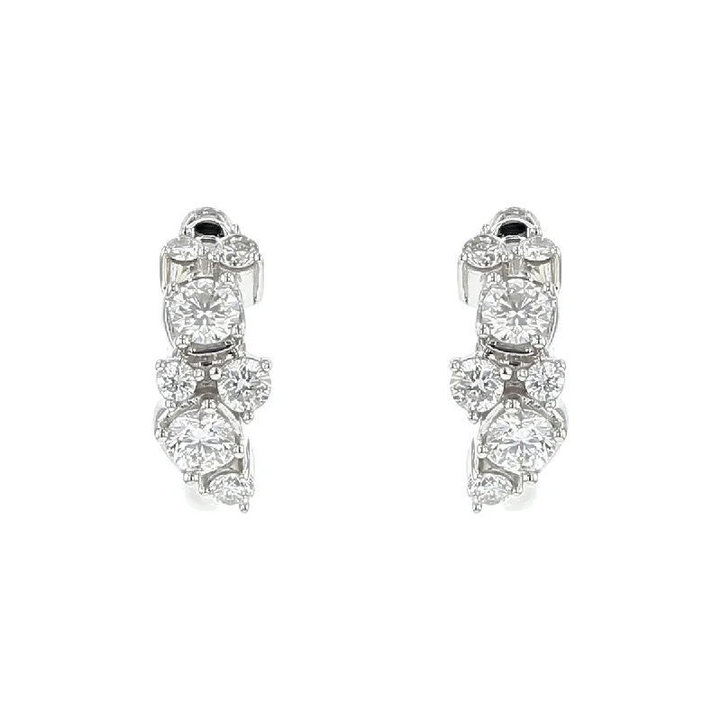 women’s contemporary earrings-Confetti Diamond Hoop Earrings