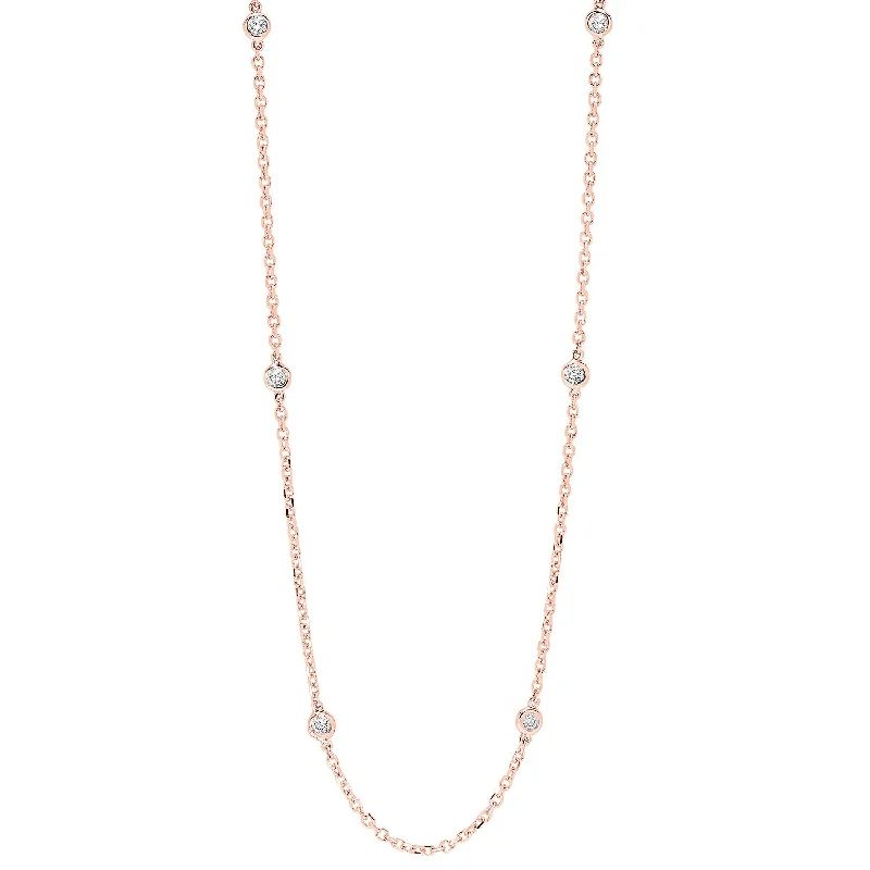 women’s luxury pendant necklaces-14K Rose Gold Diamond By The Yard Necklace