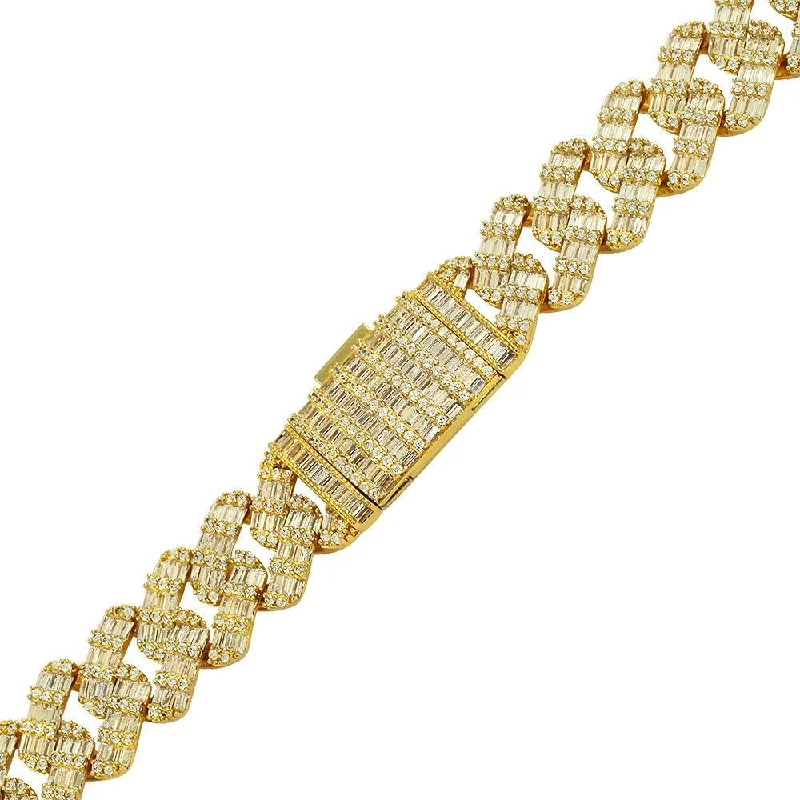 women’s delicate bangles-Chunky Baguette Cuban Link CZ Iced Out Hip Hop Bracelet