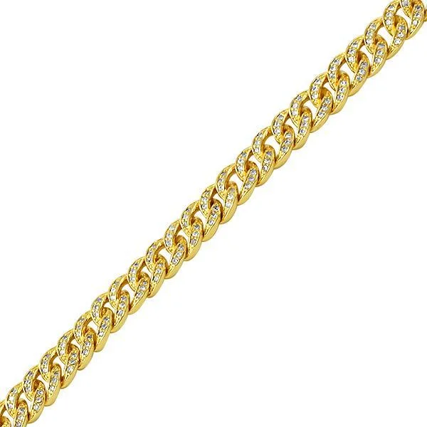 women’s custom bracelets-.925 Silver 6MM CZ Bling Bling Gold Cuban Links Bracelet