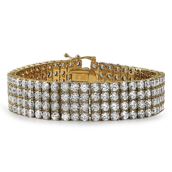 women’s personalized gold bracelets-4 Row CZ Bling Bling Bracelet Gold Stainless Steel