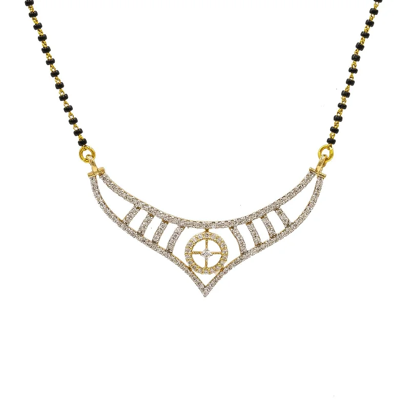 women’s rhinestone necklaces-18K Yellow Gold Diamond Mangalsutra Necklace W/ 0.6ct VVS-VS Diamonds