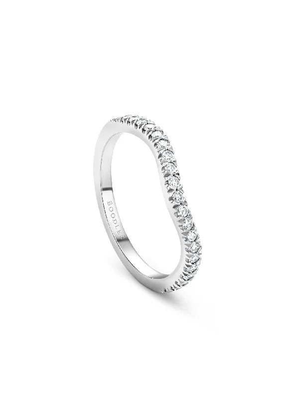 women’s radiant cut engagement rings-Vintage Half-Hoop Platinum Diamond Wedding Band