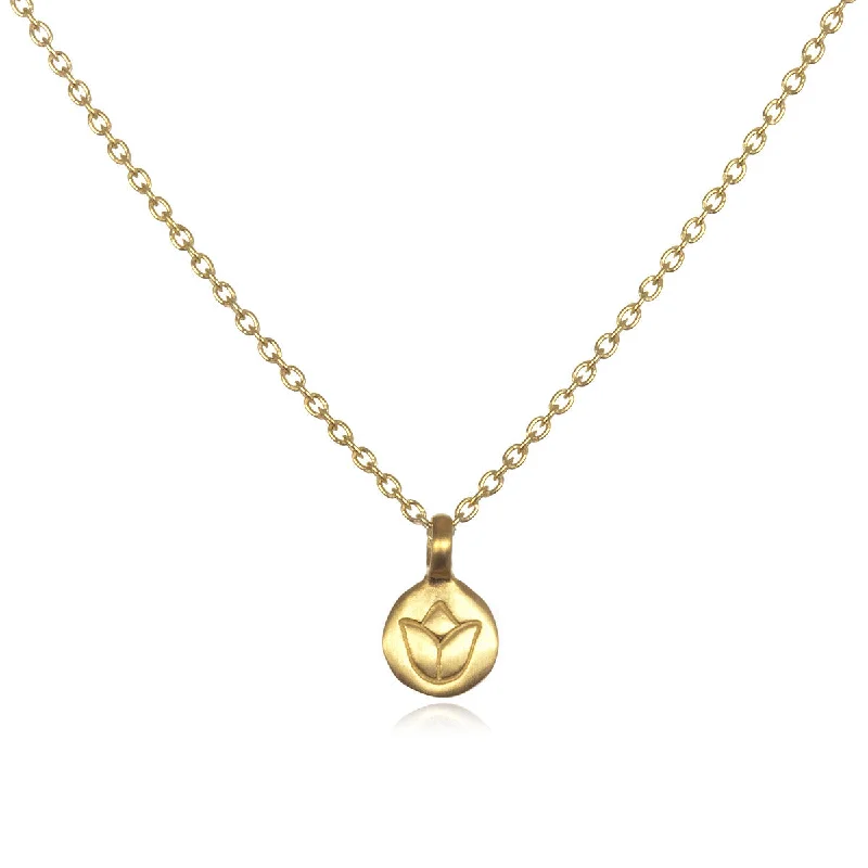 women’s fancy necklaces-Mini Gold Lotus Necklace