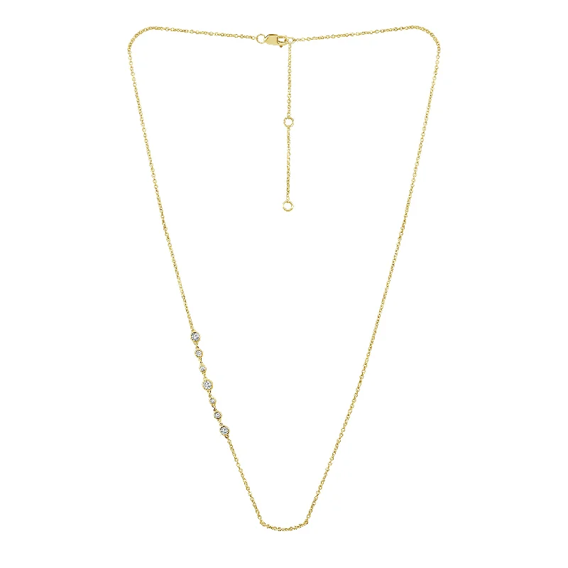 women’s chunky necklaces-3/8 Ctw 7 Stone Diamond Station Necklace in Yellow Gold