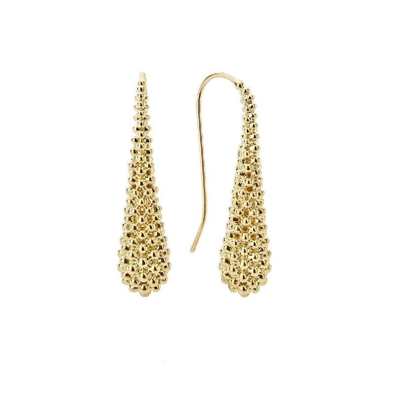 women’s rose gold earrings-Caviar Gold Drop Earrings