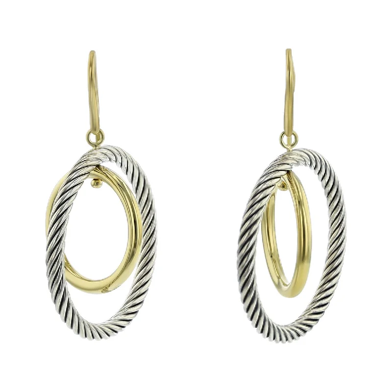 women’s fashion-forward earrings-David Yurman Two-Tone Mobile Circles Hoop Earrings