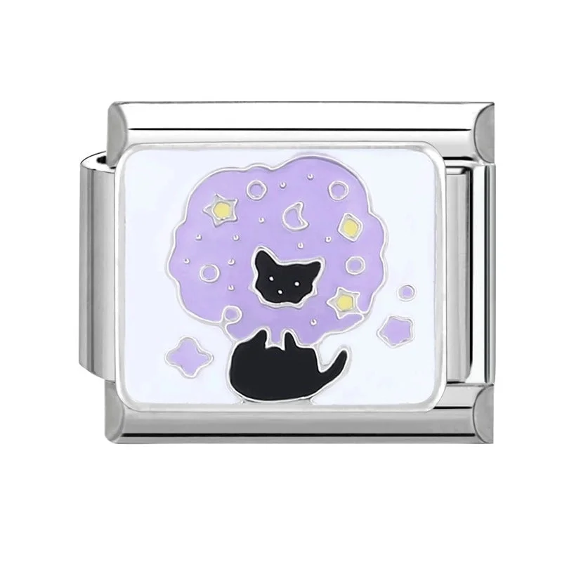 Purple and Black Cat|1*0.9cm