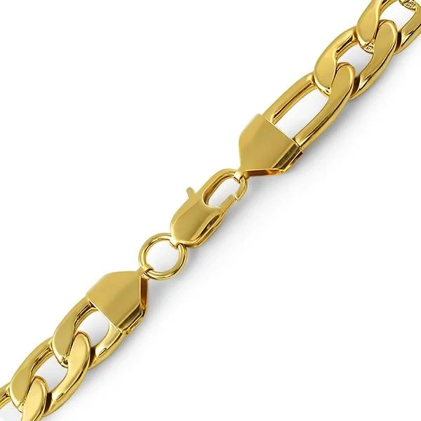 women’s tennis bracelets-Figaro IP Gold Stainless Steel Bracelet 12MM