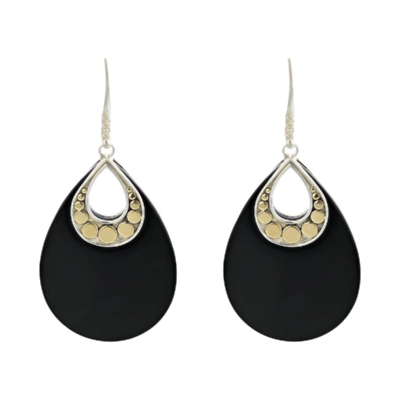 women’s creative earrings-John Hardy Silver and 18K Batu Dot Onyx Earrings