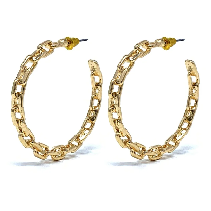 women’s multi-color earrings-Gold Chain Link Hoop Earrings