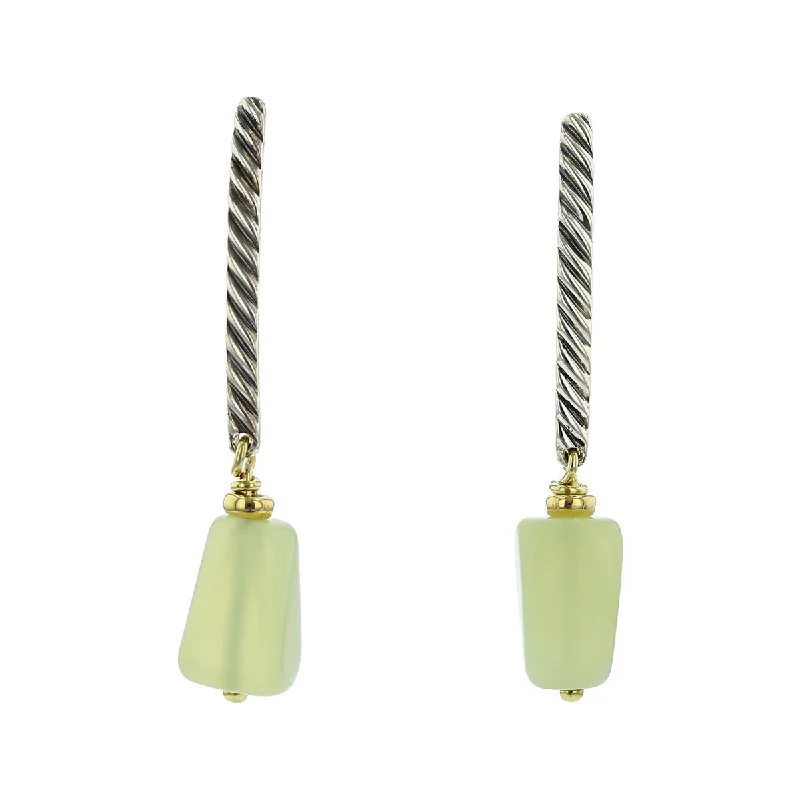 women’s engagement earrings-David Yurman Sterling Silver and 18K Chalcedony Drop Earrings