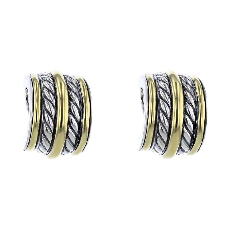 women’s chain earrings-David Yurman Cable Partial Hoop Earrings