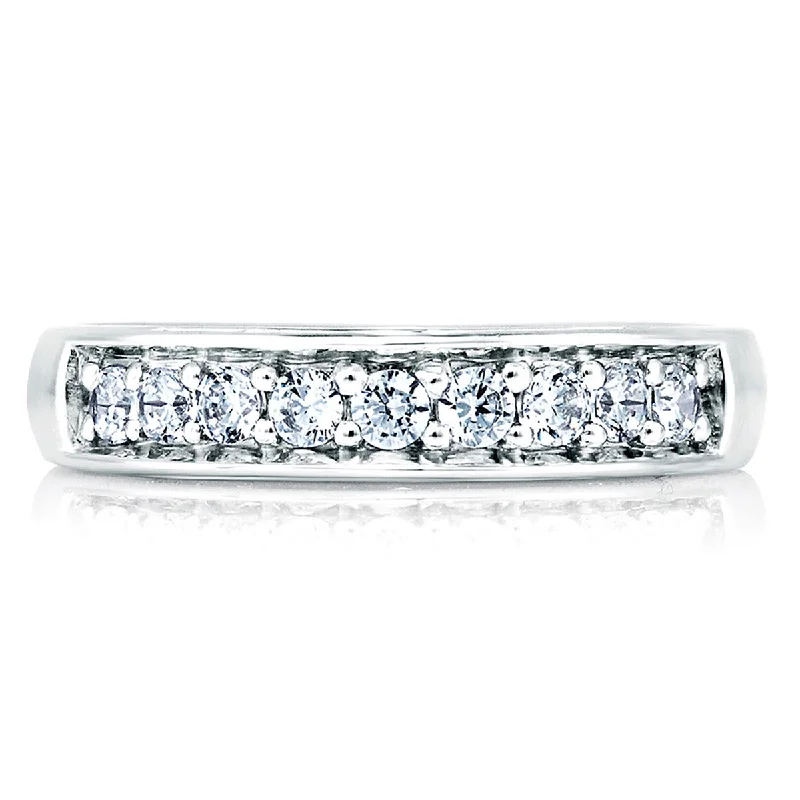 women’s cushion cut engagement rings-A. Jaffe Elegant Diamond & Diamond Profile Wedding Band MRS025/66