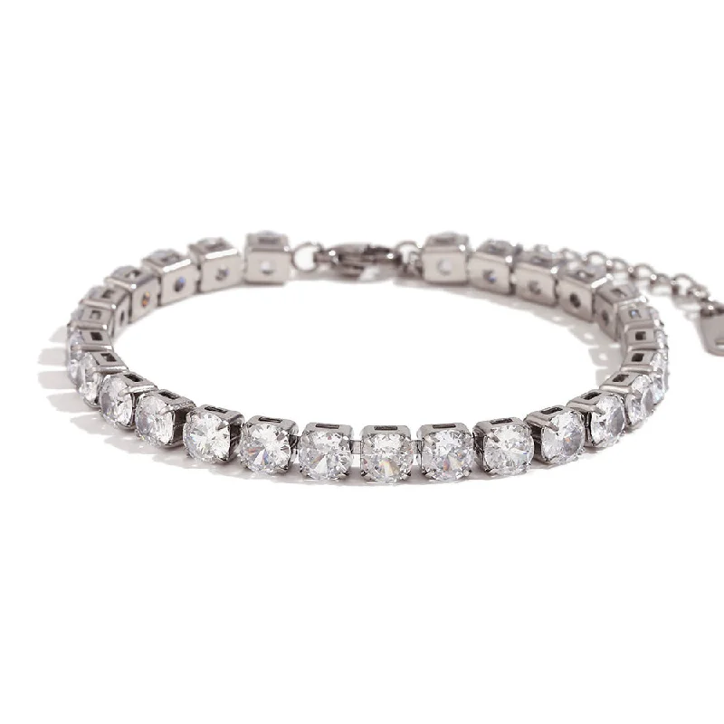 5mm Zircon Chain Bracelet - Silver