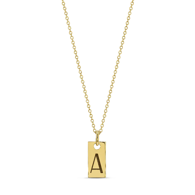 women’s sparkling necklaces-Small Initial Tag Necklace