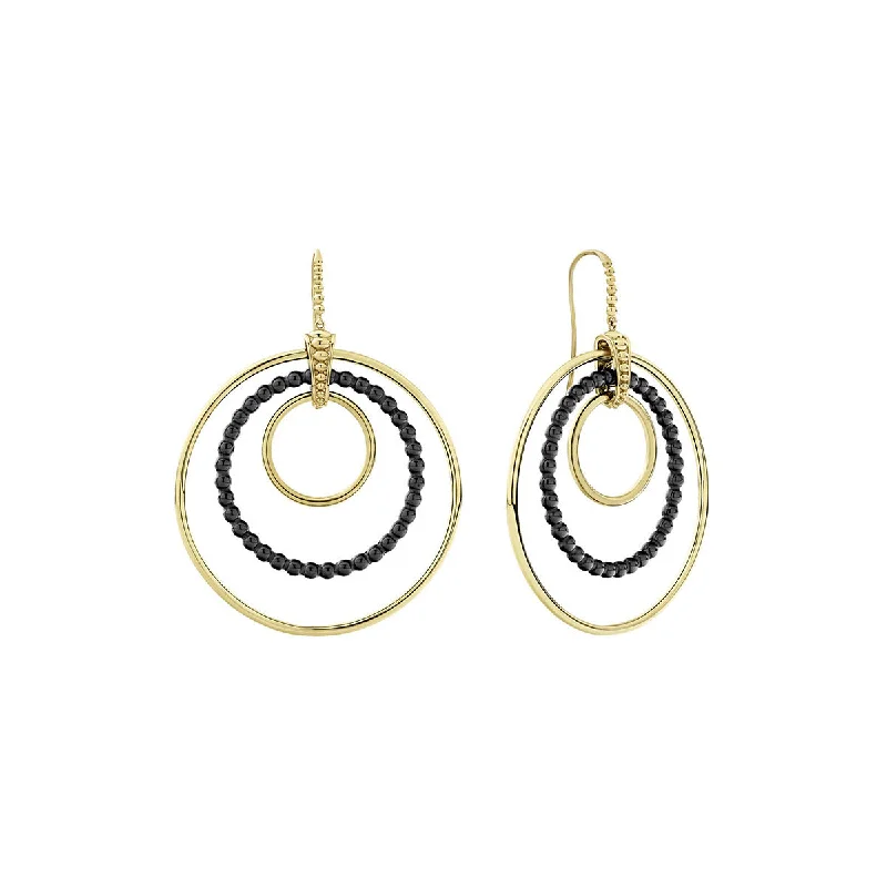 women’s gold hoop earrings-Caviar Circle Drop Earrings