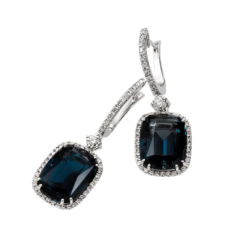 women’s crystal earrings-Indicolite Tourmaline Diamond Drop Earrings