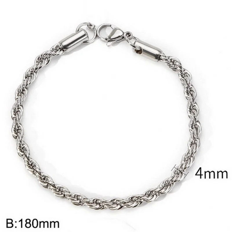 Steel Color (Width 4mm)|Bracelet 7 Inches (Length 18cm)