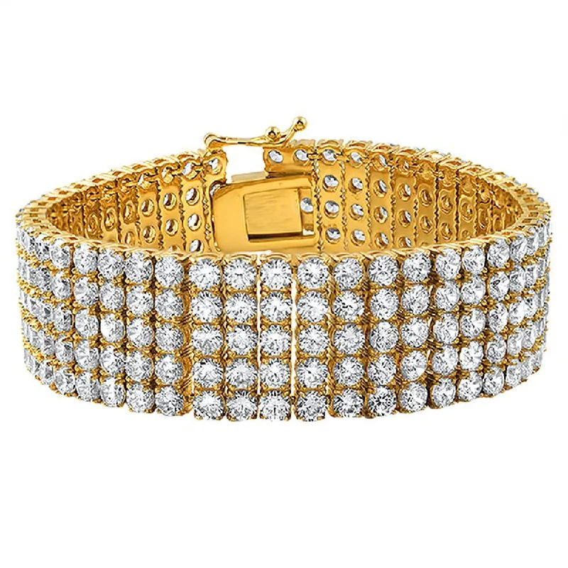 women’s gold cuff bangles-5 Row Bling Bling Bracelet Gold Stainless Steel