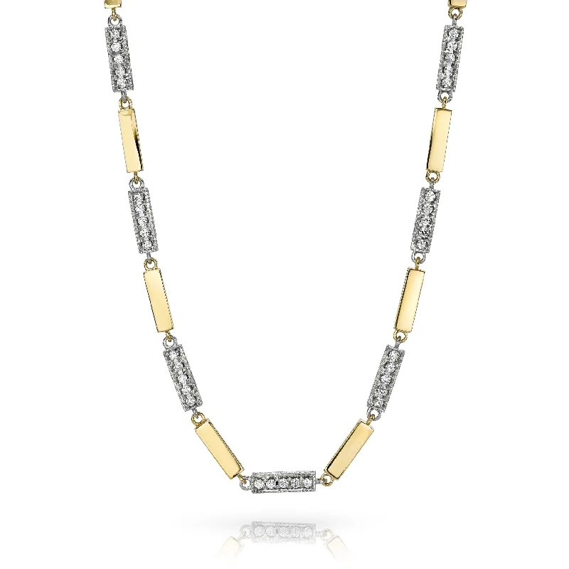 women’s statement necklaces-GIANA NECKLACE WITH DIAMONDS - TWO TONE