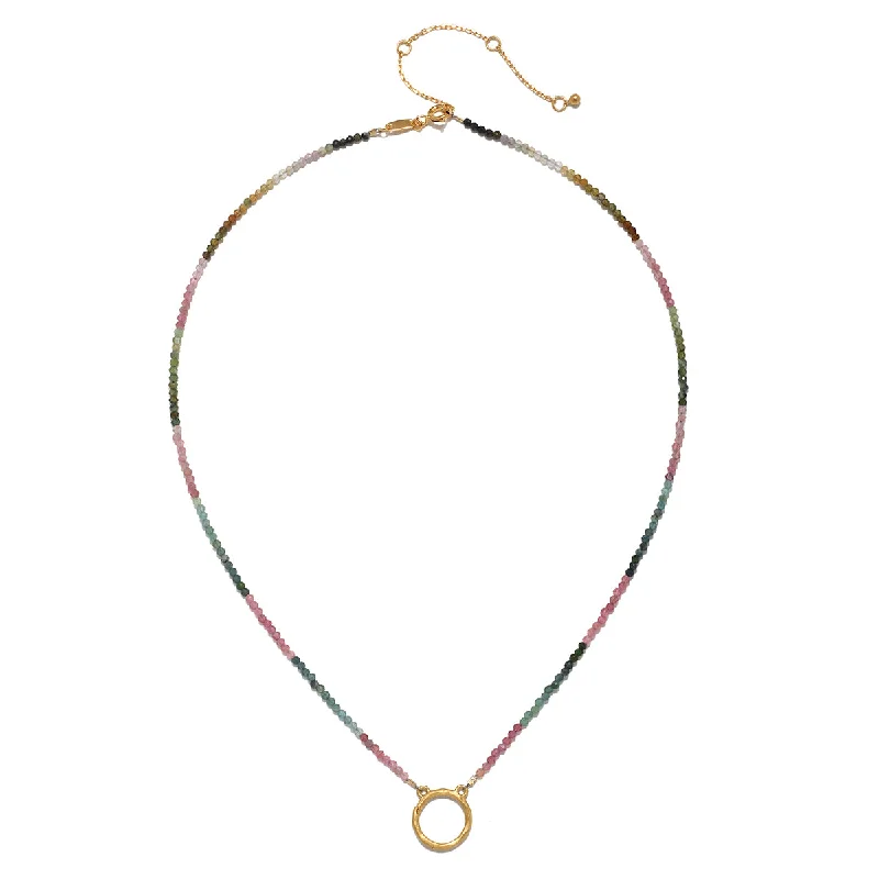 women’s classic gold necklaces-16" Tourmaline Charm Necklace