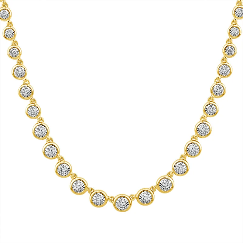 women’s colorful gemstone necklaces-5/8 Ctw Bezel Set Diamond Necklace in Yellow Gold