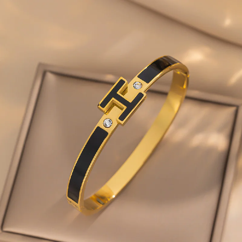 183 Gold Black H Bracelet