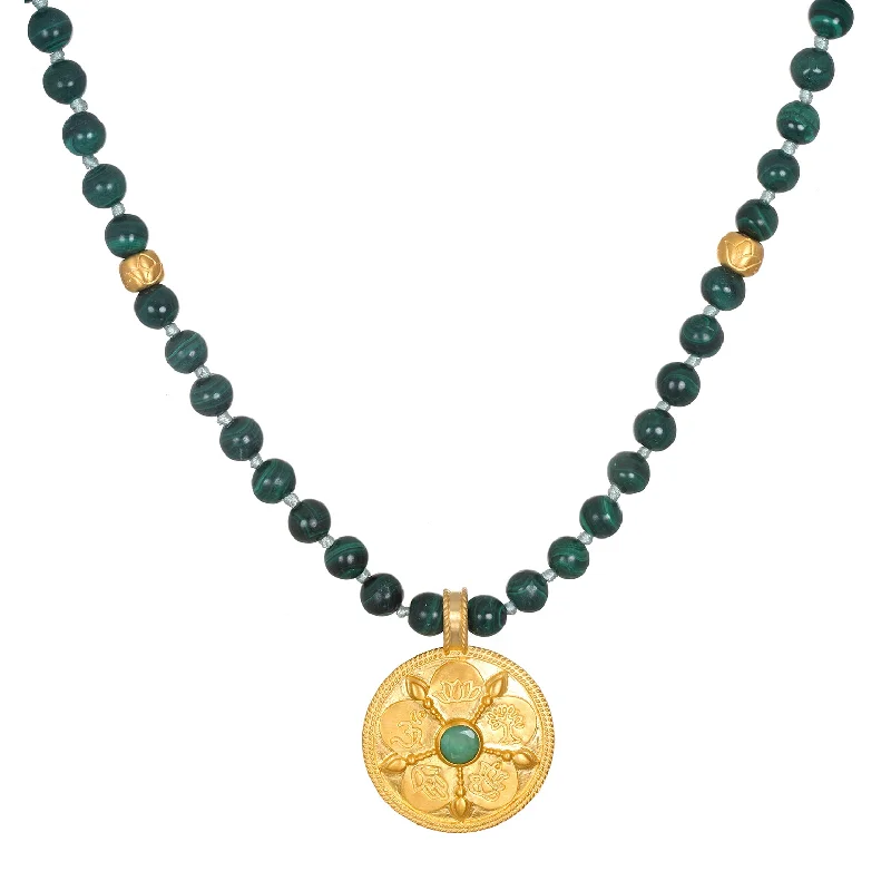 women’s wedding necklaces-All Paths Malachite Mala Necklace