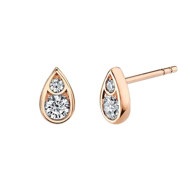 women’s gold hoop earrings-Diamond Scallop Artisan Pave Drop Stud Earrings