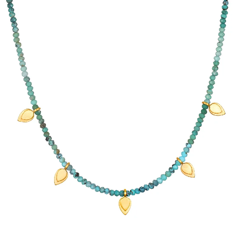 women’s diamond chain necklaces-Emerging Hope Turquoise Petal Choker Necklace