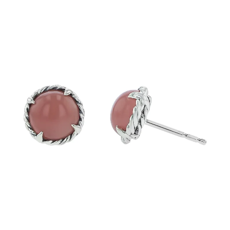 women’s silver hoop earrings-David Yurman Chatelaine Earrings with Chalcedony