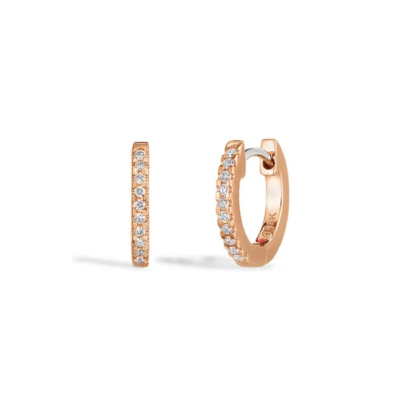 women’s gold drop earrings-Diamond Huggie Earrings in Rose Gold