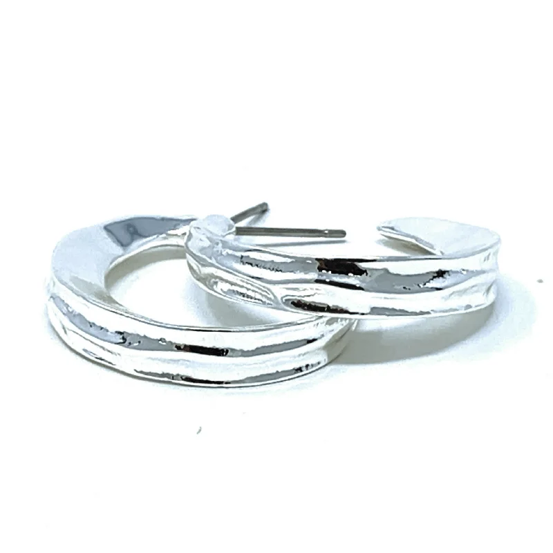 women’s geometric earrings-Medium Silver Stud Hoop Earrings