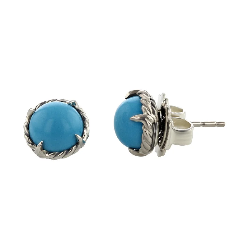 women’s stud earrings with stones-David Yurman Cabochon Turquoise Stud Earrings