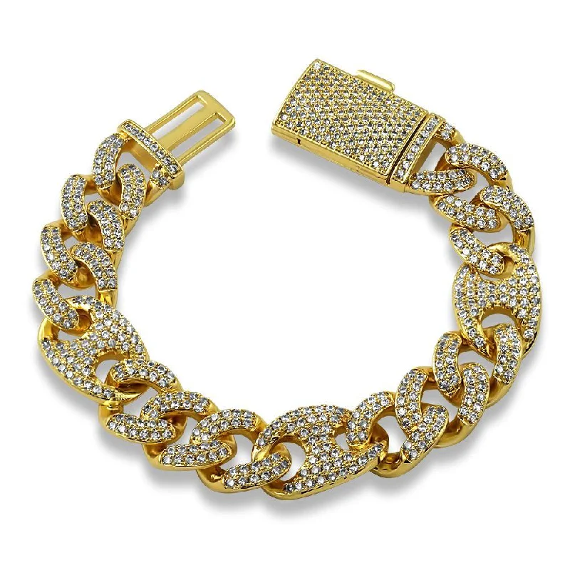 women’s high-end bangles-Cuban Mariner 15MM CZ Bling Bling Bracelet