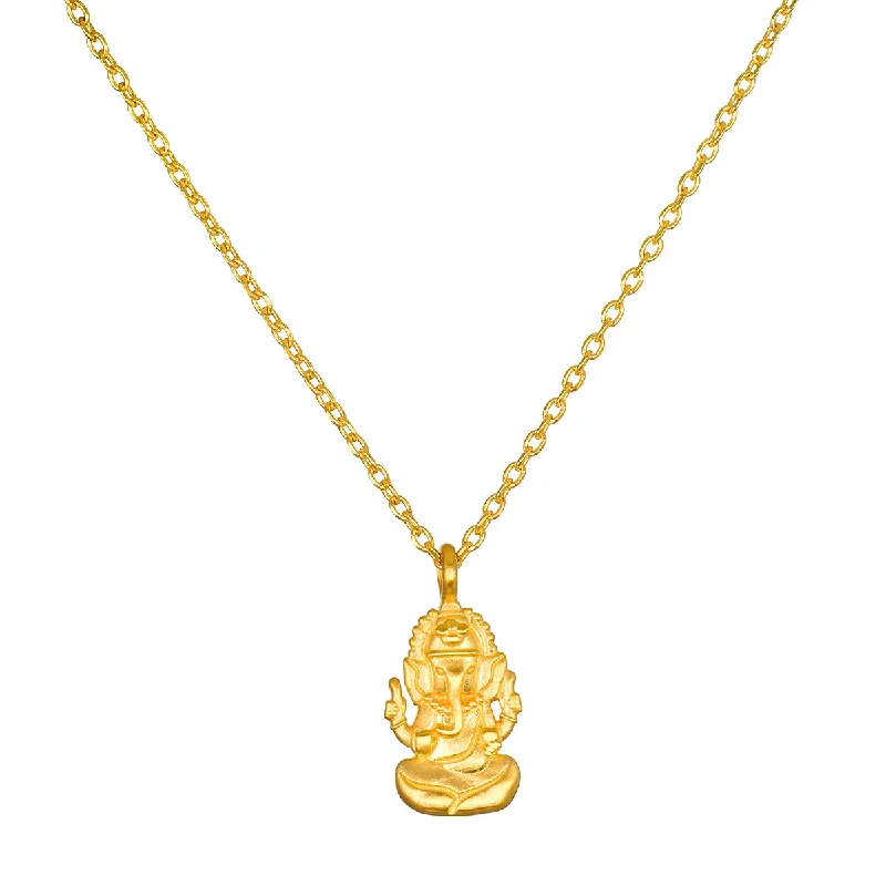 women’s gemstone necklaces-Favored by Fortune Ganesha Necklace