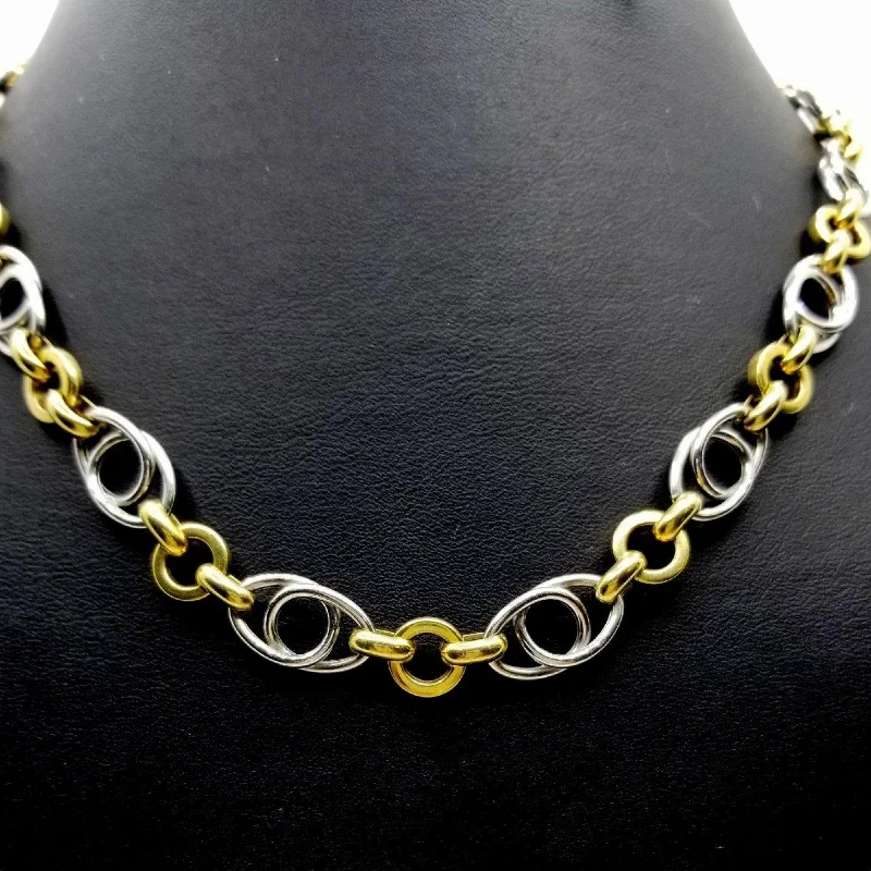 women’s adjustable necklaces-Yellow and White Gold Necklace