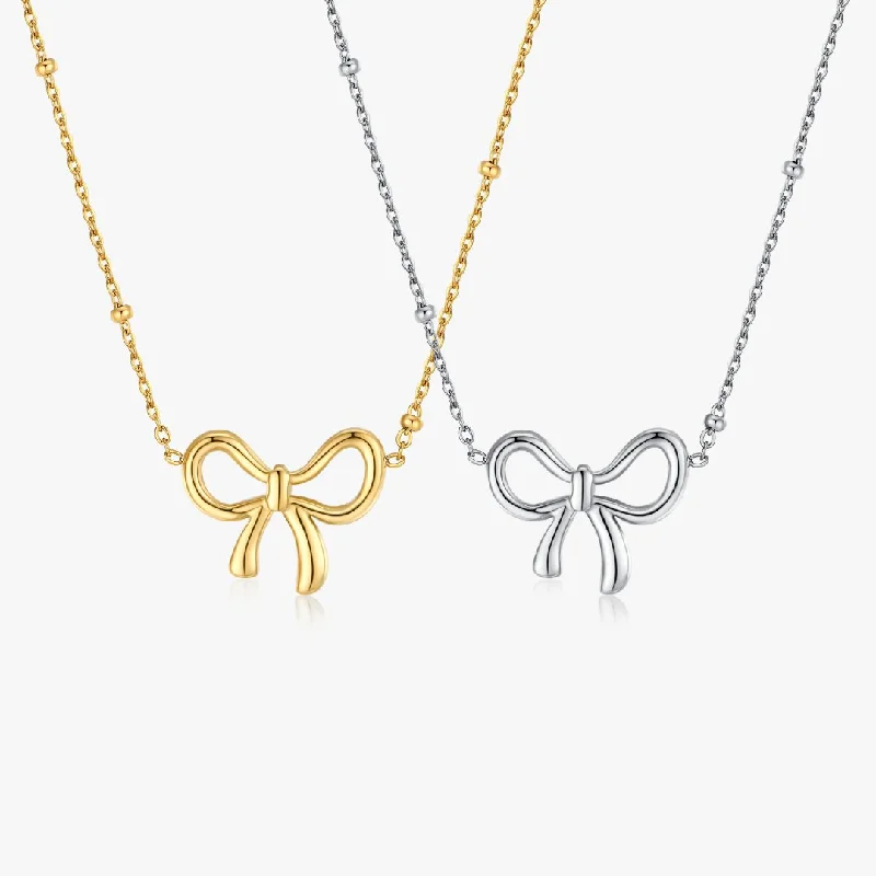 women’s cross necklaces-Bow Necklaces