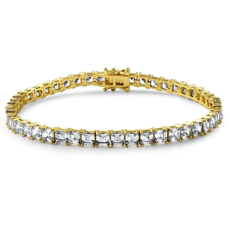 women’s classic bangles-Asscher Cut CZ Tennis Bracelet Prong Set