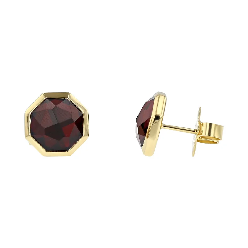 women’s minimalist earrings-David Yurman Guilin Octagon Earrings with Garnet