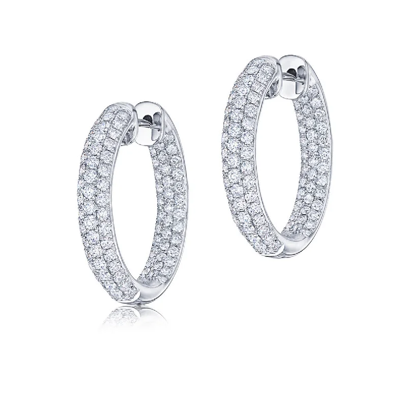 women’s stud earrings-Hoop Earrings with Pave Diamonds