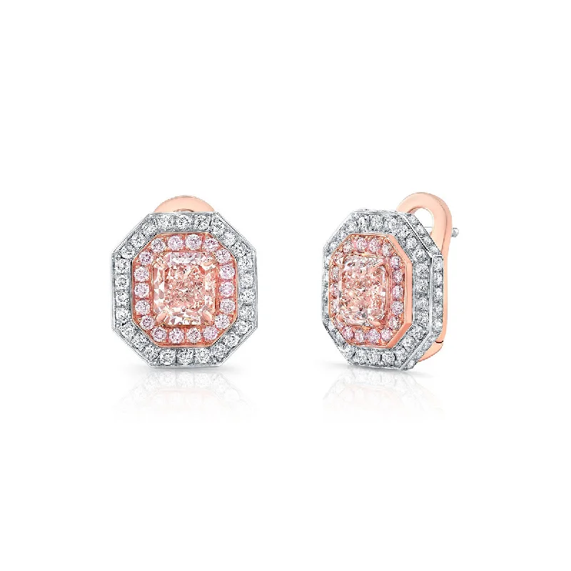 women’s large earrings-Fancy Pink and White Diamond Earrings