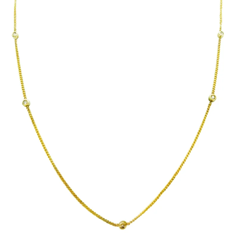 women’s heart necklaces-Yellow Gold and Diamond Doughnut Necklace