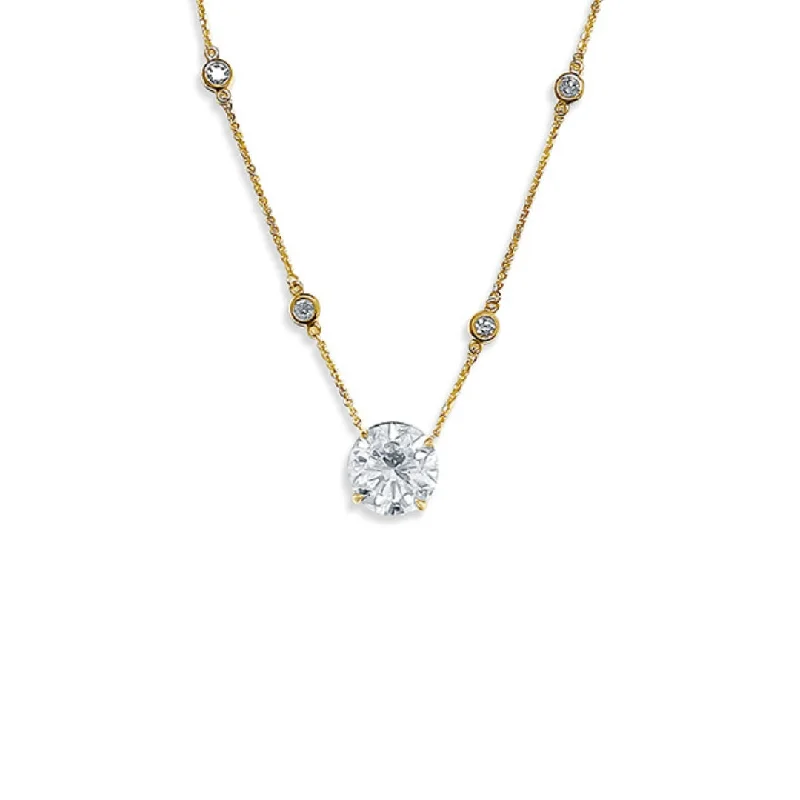 women’s adjustable necklaces-6.40 CT Round and 1.00 Cttw Diamonds-by-the-Yard 14K Yellow Gold Necklace